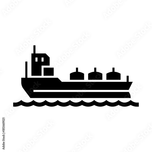 tanker ship glyph icon. oil tanker illustration.