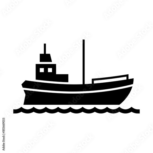 fisher boat glyph icon. boat illustration.
