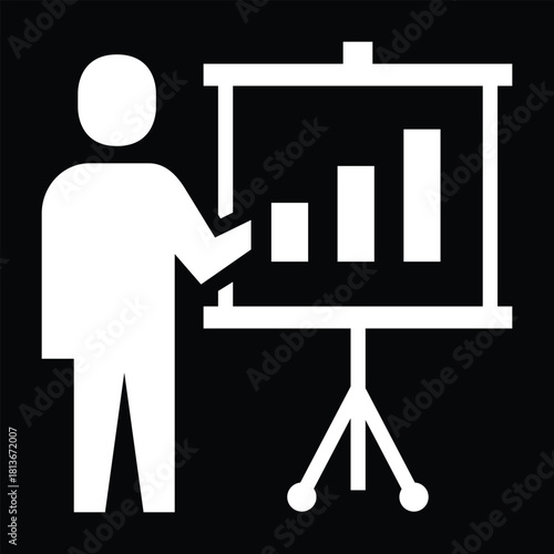 Business Presentation Icon with Bar Chart