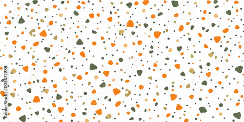 Colorful seamless floral vector pattern with butterflies and dots for fabric design, summer wallpaper, or vintage backdrop illustration