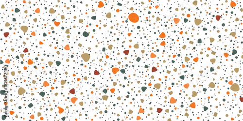 Colorful seamless floral vector pattern with vintage circle decoration and retro dot texture backdrop