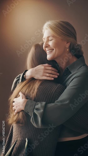 Heartfelt Embrace Between a Loving Grandmother and Her Granddaughter.