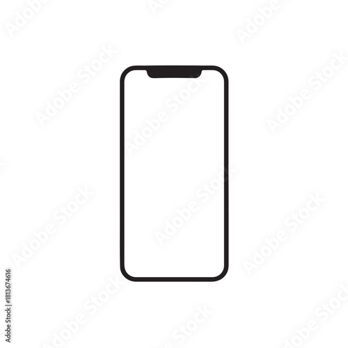 Minimalist Line Art Smartphone Icon with Notch Design