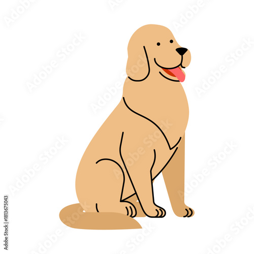 Golden Retriever dog sitting. Cute and friendly pet illustration, ideal for animal care, veterinary, or happy pet concepts.