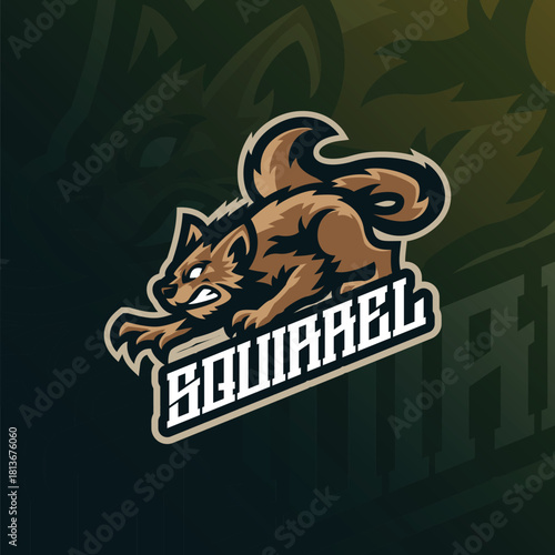 Squirrel mascot logo design vector. Squirrel illustration for sport and esport team.