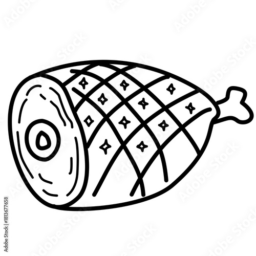 Christmas ham illustration with glaze texture ideal for winter feast menus festive recipe cards culinary designs and holiday meal prints