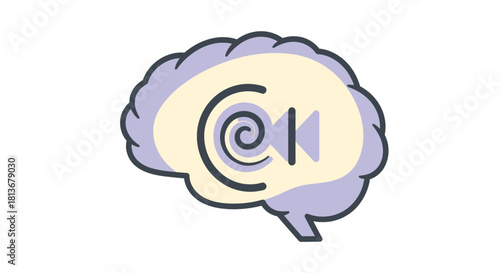 Brain with Rewind Symbol for Memory Recall and Cognitive Function, Psychology and Neuroscience Concepts, Visualizing Ideas and Mental Process