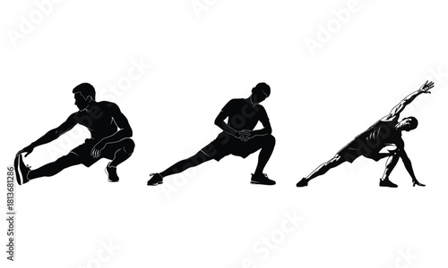 Man stretching exercises silhouette for fitness and wellness