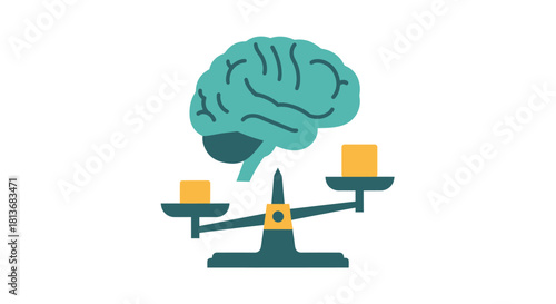 Brainpower balanced with wisdom, a concept design for decision making and mental health, emphasizing equilibrium and thoughtful consideration