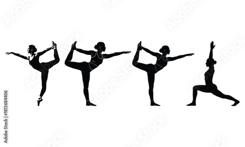 Elegant female silhouettes showcasing yoga and ballet poses