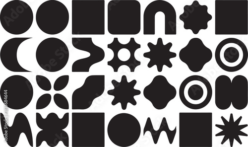 Abstract geometric shapes and icons. Brutal modern contemporary figure. Swiss design aesthetic.