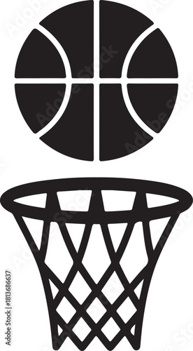 Basketball ring icon, silhouette, logo on white background