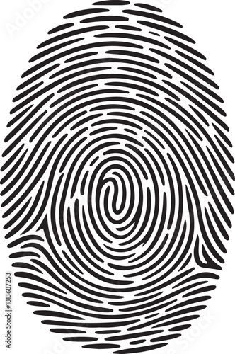 Black silhouette of fingerprint vector illustration. fingerprint scan