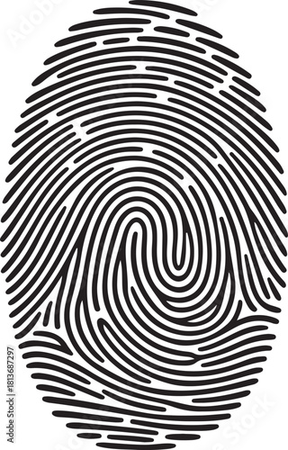 Black silhouette of fingerprint vector illustration. fingerprint scan