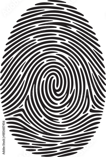 Black silhouette of fingerprint vector illustration. fingerprint scan