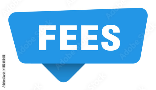 fees sticker. fees blue sign isolated on transpatent background