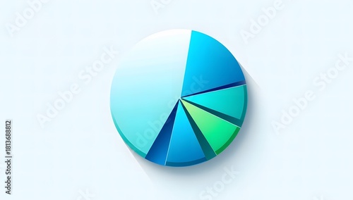 A simple vector pie chart with clean geometric slices soft gradients and a modern business layout ideal for analytics and presentation themes