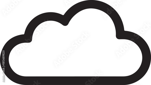 Cloud drive storage or cumulus cloud line art icon