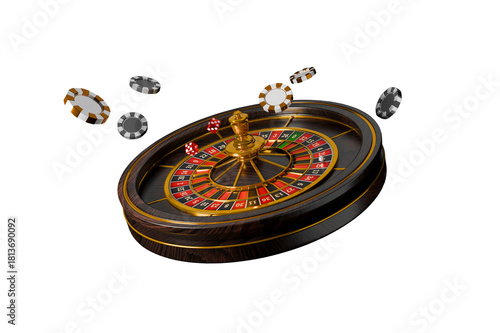  3D rendering of a casino roulette table's central spinning mechanism
