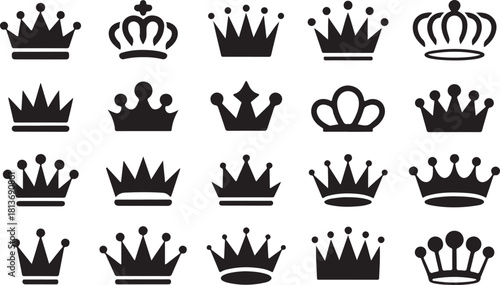 Crown icons set. Crown symbol collection. Vector illustration