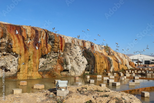 Fototapeta Naklejka Na Ścianę i Meble -  Terme and granite waterfall with geothermal water flowing in Kırşehir, Türkiye