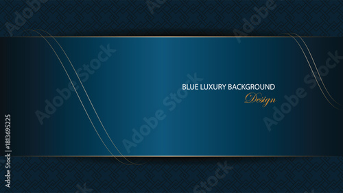 Dark blue background vector design. Luxury blue background with gold line. Suit for banner, business card, invitation, brochure, presentation, and others
