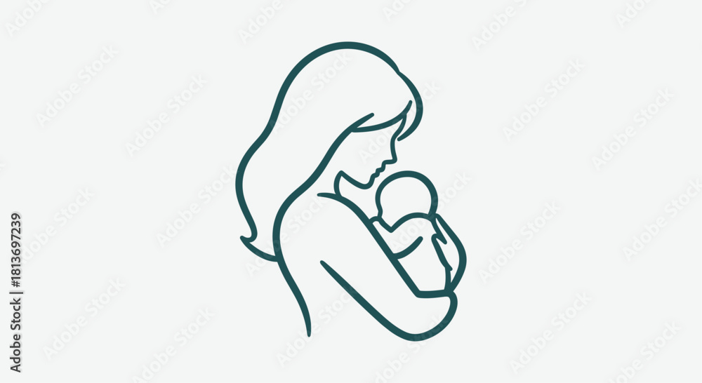 Obraz premium Mother's loving embrace of newborn baby a symbol of maternal care and gentle love perfect for parenthood designs and heartfelt family projects, Generative AI*