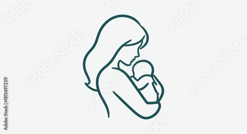 Mother's loving embrace of newborn baby a symbol of maternal care and gentle love perfect for parenthood designs and heartfelt family projects, Generative AI*