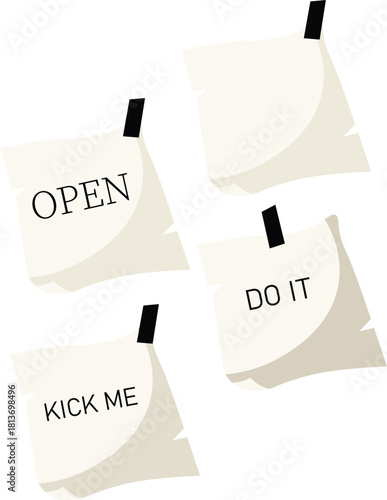 Torn scrap paper notes set with reminder labels instruction tags and message elements for planner designs