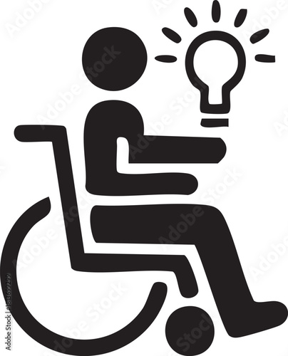 Modern Flat Accessibility Icons: Wheelchair User Ideas, Success, and Lifestyle