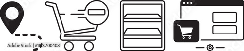 Minimalist E-commerce Icons: Shopping, Delivery, Storage, and Online Management