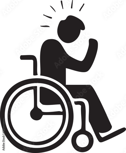 Disabled People Stickman Icon Set with Different Activities and Emotions