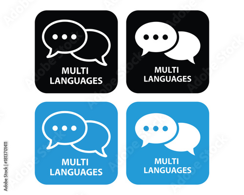 Multi Language Icon Set Communication Translation Vector Design