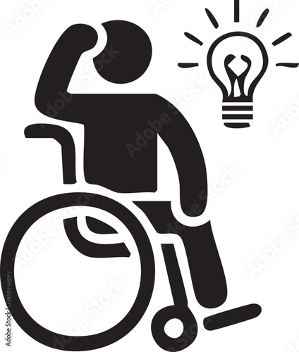 Disabled People Stickman Icon Set with Different Activities and Emotions