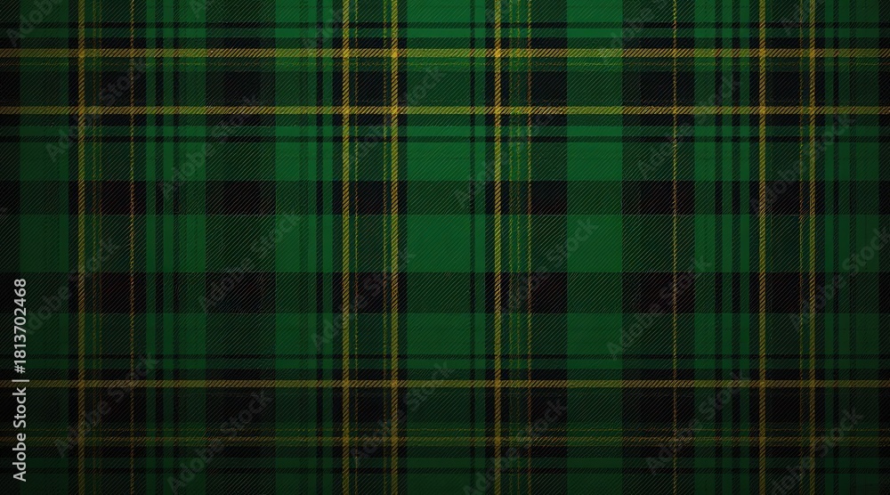 Fototapeta premium Green and Yellow Plaid Pattern with Black Accent for Textile Design