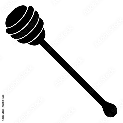 Illustration of a black honey dipper on white background on transparent background