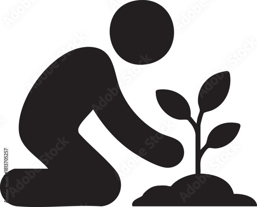 Gardener at Work Icon Illustration