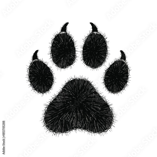 Black textured dog paw print