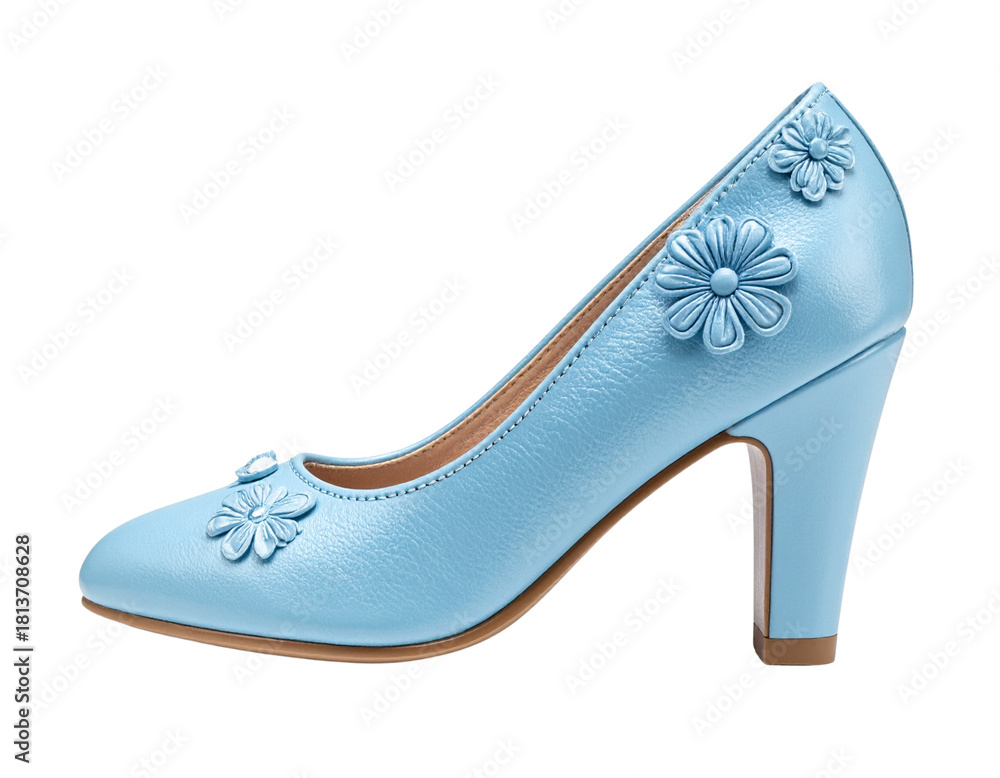 Obraz premium Light Blue Shoe with Floral Accents, Transparent Background.