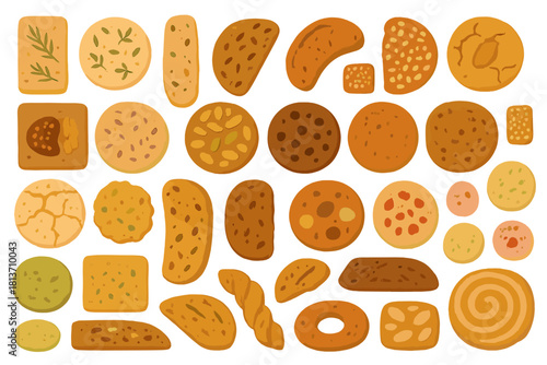 Assorted cookie and biscuit illustrations – hand-drawn style
