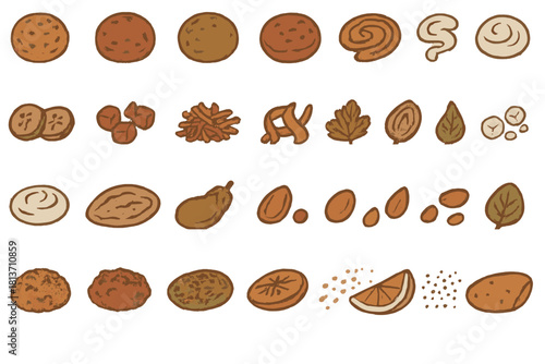 Rustic Falafel & Mediterranean Garnish Icons – Hand-Drawn Mezze Ingredient Set