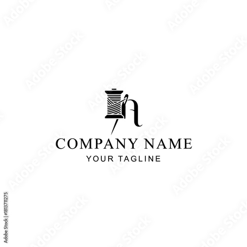 Elegant Tailoring and Sewing Logo Design with Spool and Needle.