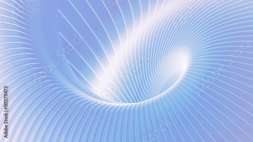 Abstract iridescent striped background, wavy purple blue stripes pattern, interesting spiral architectural abstract wallpaper.