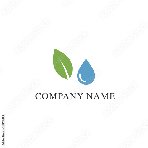 Eco friendly logo featuring a leaf and water droplet for business.