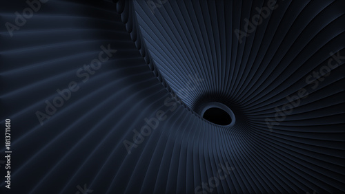 Dark abstract background, black spiral abstract stripes pattern.