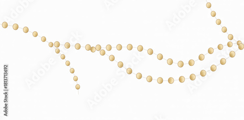 Wavy golden beads vector garland string decoration for festive celebrations and holiday events