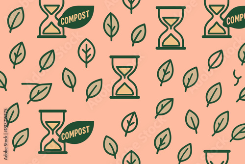 Seamless composting and sustainability icons pattern