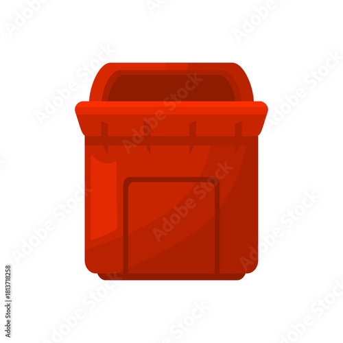 Trash can vector icon, garbage can vector, red trash bin vector image, dustbin clip art, trash can clipart, isolated on white background