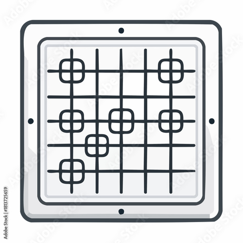Grid with Squares Icon Representing a Game Board or Calendar on White Background tic tac toe