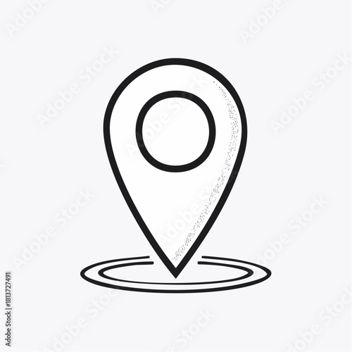 Hand drawn map pin icon with concentric circles on a light grey background location marker geolocation